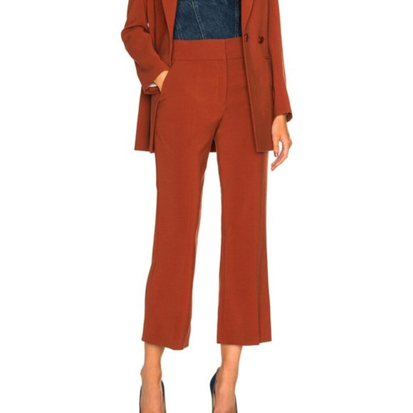 New Veronica Beard Cormac Trouser Pant Cropped In Rust Women Size‎ 0 - Picture 1 of 8